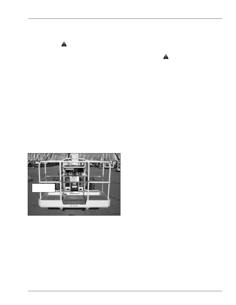 Horn switch, Platform foot switch, Ac generator switch | Hydraulic oil warm-up switch, Caution | Snorkel AB46JRT User Manual | Page 27 / 68