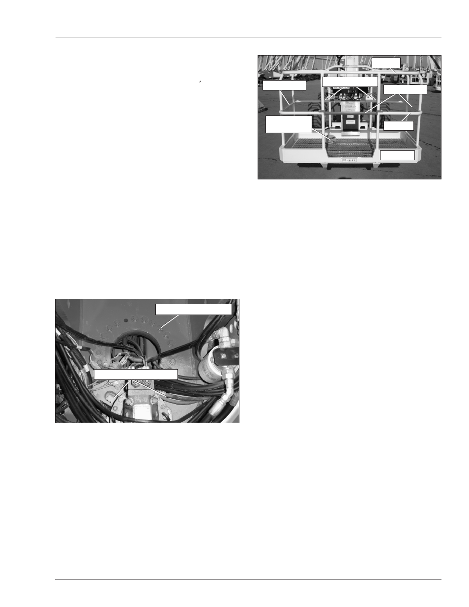 Fasteners upper control station, Guardrail system, Lanyard anchors | Operating controls | Snorkel AB46JRT User Manual | Page 35 / 68