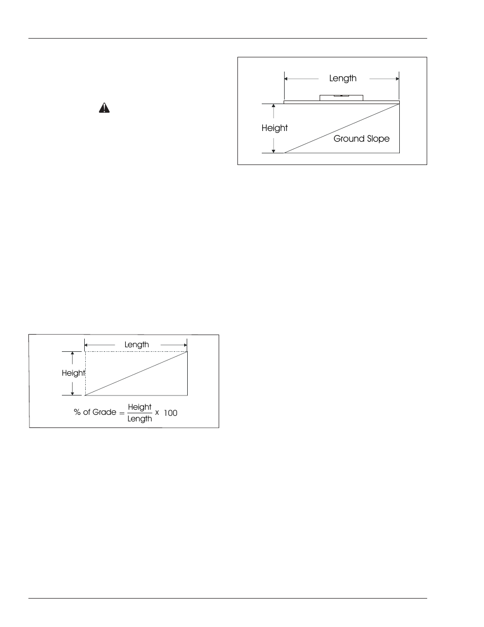 Driving on a slope, Calculating percent grade, Machine gradeability electrical power outlet | Danger | Snorkel AB46JRT User Manual | Page 50 / 68