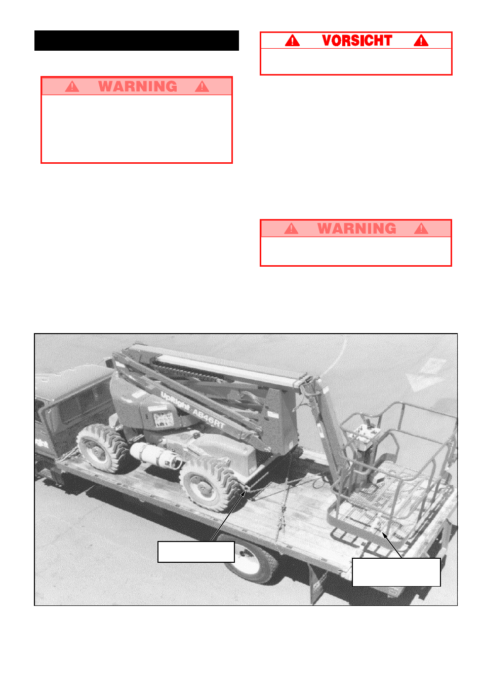 Transport, Durch kran, Durch lkw oder anhänger | Snorkel AB46RT-sn1000+CE User Manual | Page 31 / 48