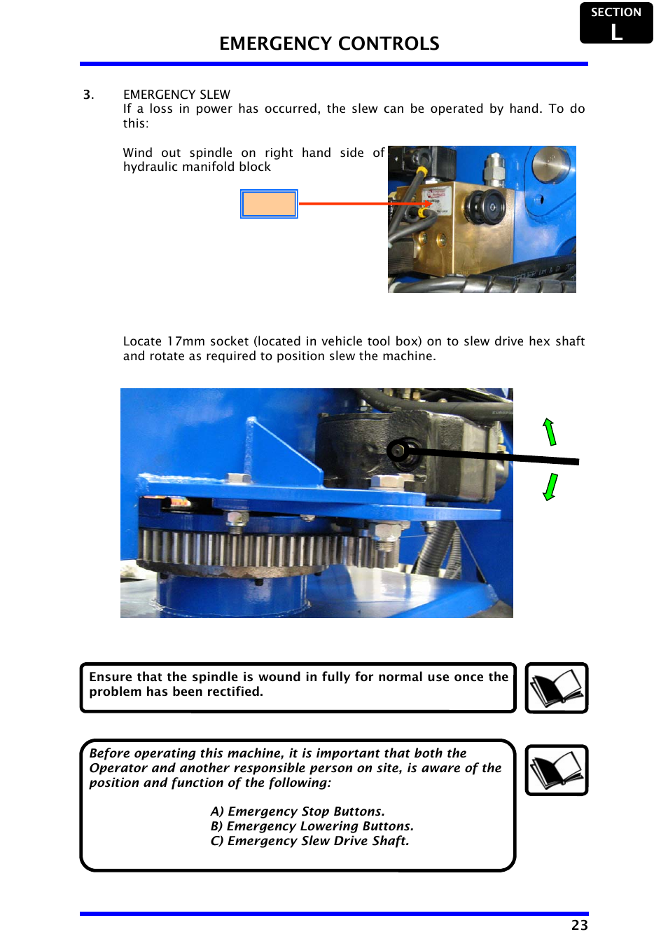 Emergency controls | Snorkel AB48HSRT-sn4611+ User Manual | Page 25 / 32