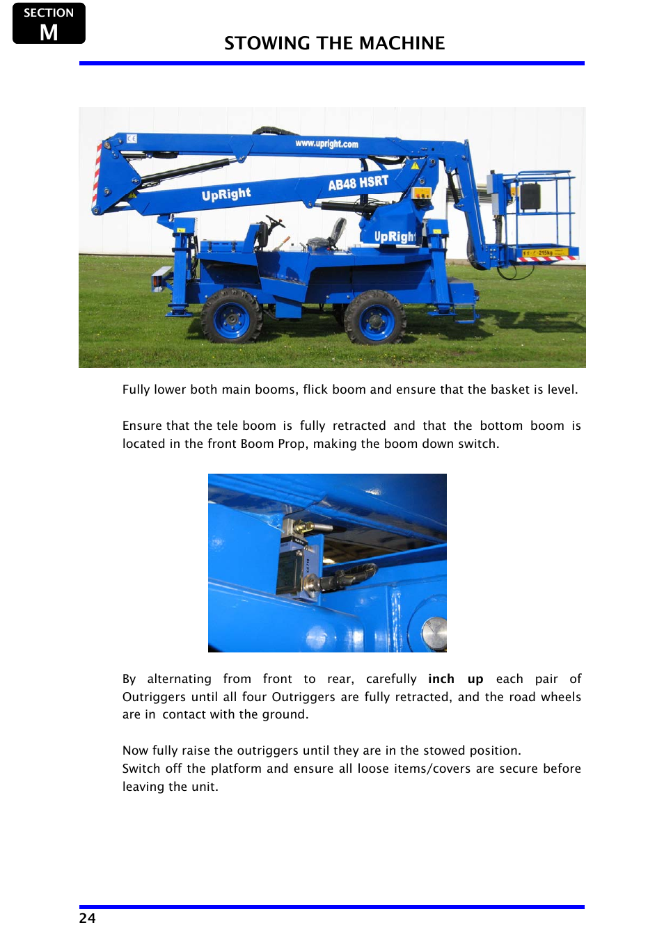 Stowing the machine | Snorkel AB48HSRT-sn4611+ User Manual | Page 26 / 32