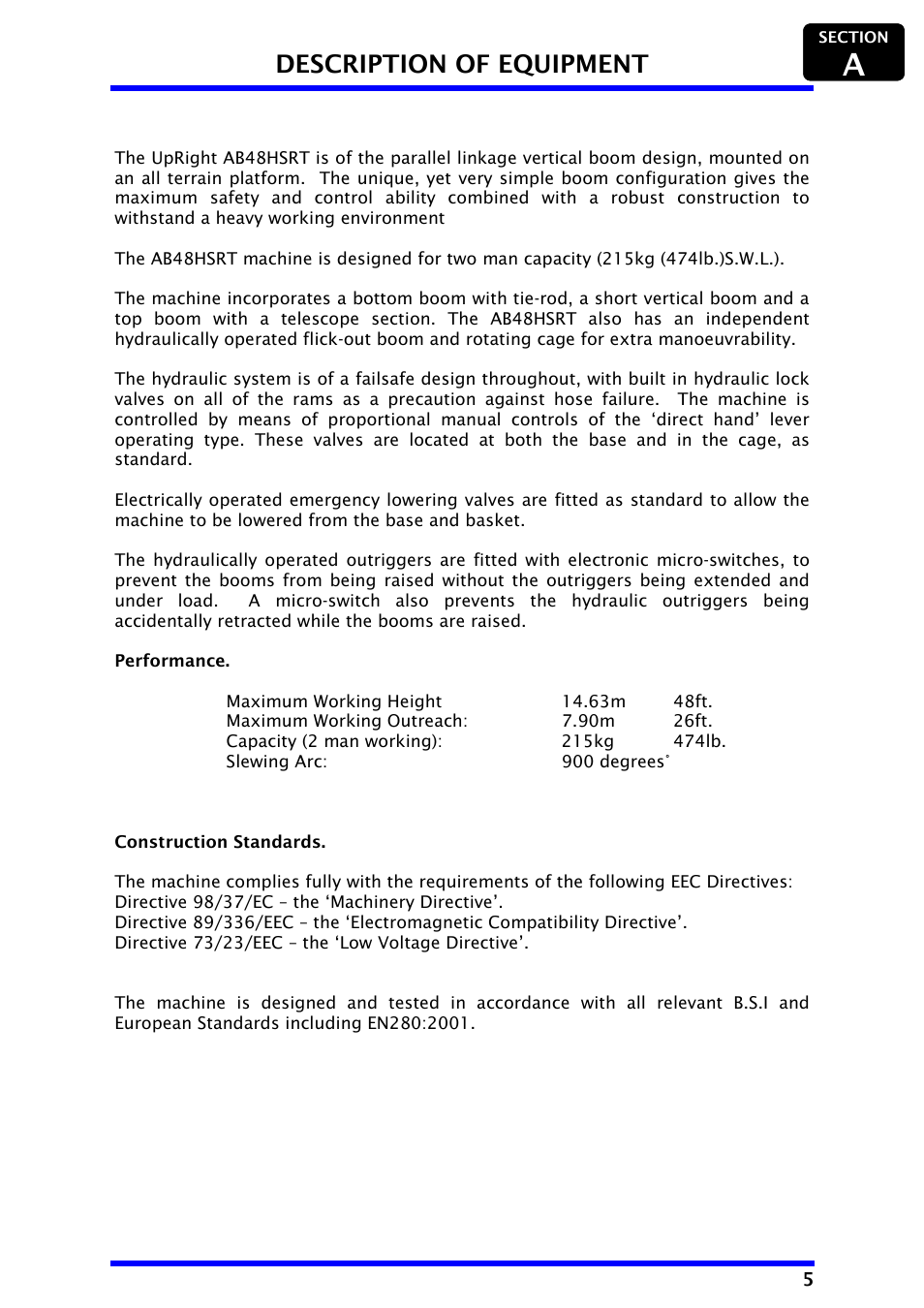 Description of equipment | Snorkel AB48HSRT-sn4611+ User Manual | Page 7 / 32