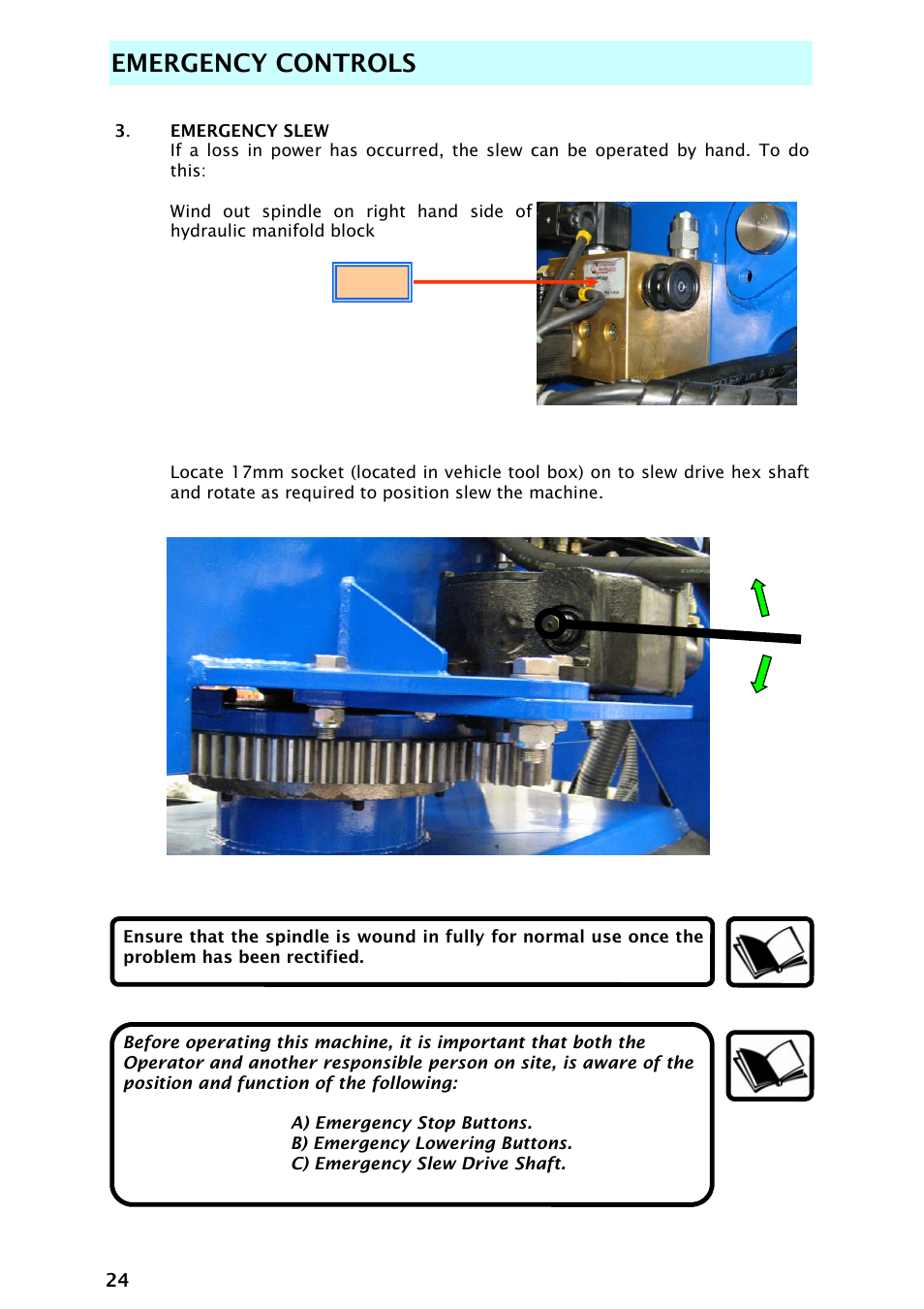 Emergency controls | Snorkel AB48HSRT-sn4701+ User Manual | Page 26 / 32