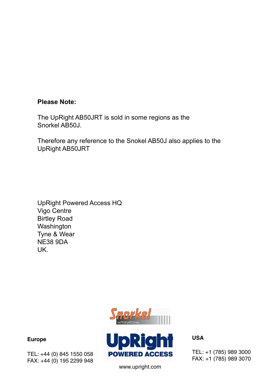 Snorkel AB50JRT User Manual | Page 3 / 90