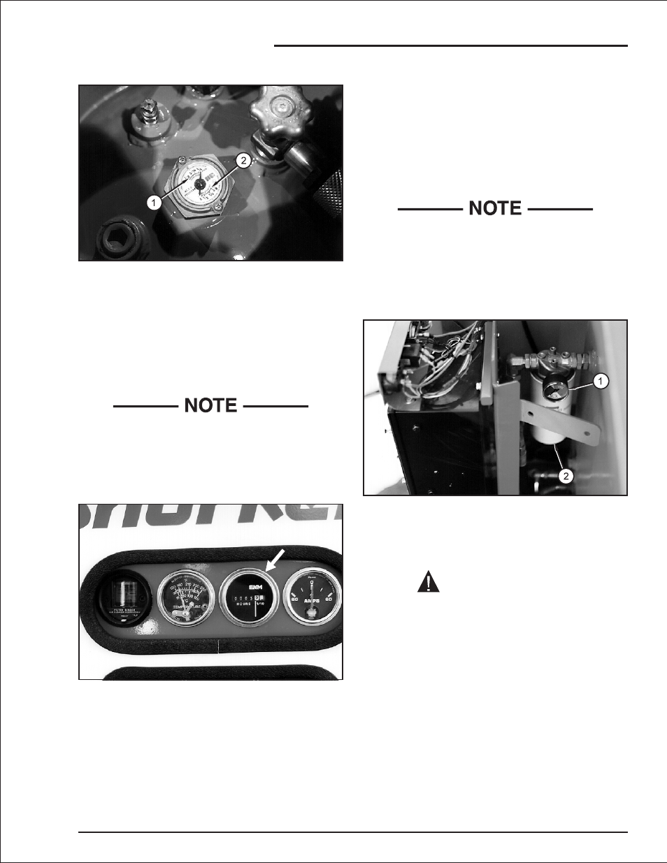 Gauges, Ammeter 4-1, Engine coolant 4-1 | Engine oil 4-1, Gas engine 4-1, Diesel engine 4-1, Ammeter, 4-1, Coolant reservoir, 4-1, Engine coolant, 4-1, Engine oil, 4-1 | Snorkel AB50JRT User Manual | Page 36 / 90