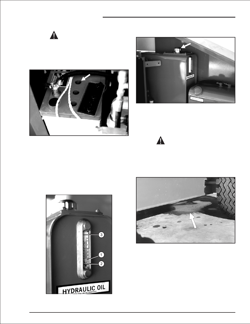 Diesel engine 7-3, Fuel leaks 7-3, Gasoline engine 7-3 | Engine coolant level 7-3, Fuel leaks, 7-3, Diesel engine -3, Fuel leaks -3, Gasoline engine -3 diesel engine -3, Engine coolant level -3, Danger | Snorkel AB50JRT User Manual | Page 50 / 90