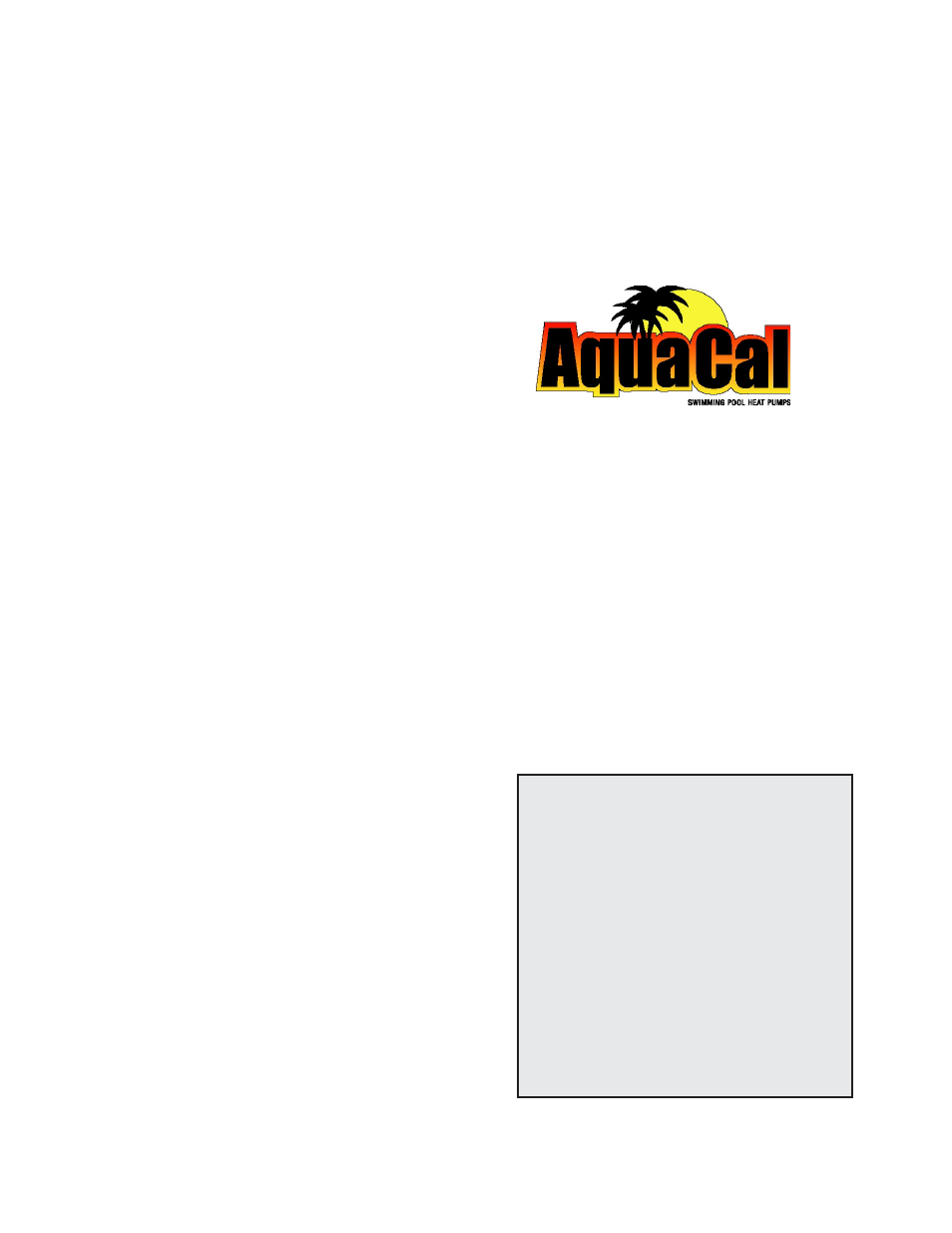 Welcome | Aquacal H/AT100R User Manual | Page 5 / 44