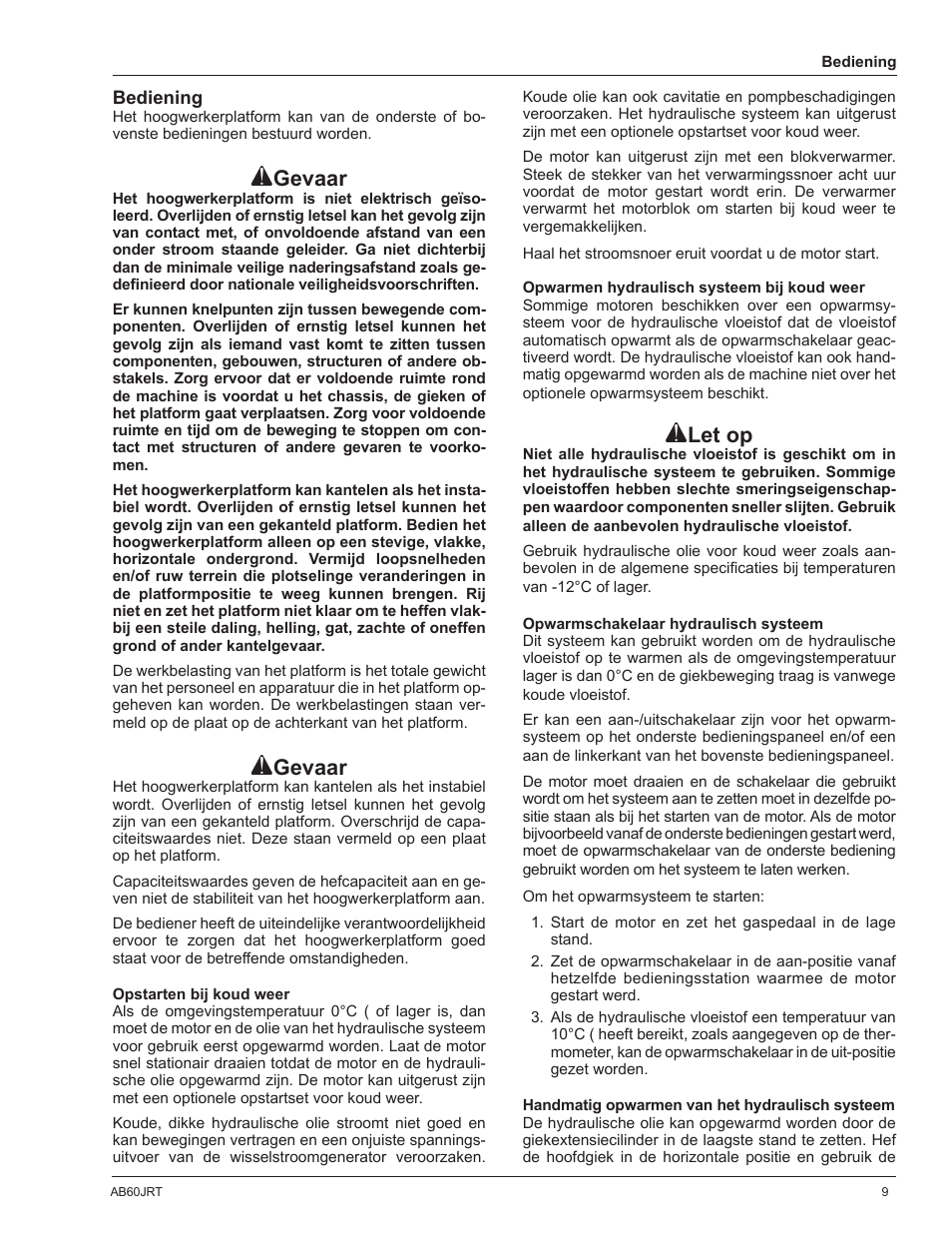 Gevaar, Let op | Snorkel AB60JRT-sn10000+ User Manual | Page 107 / 122