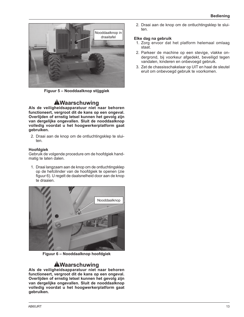 Waarschuwing | Snorkel AB60JRT-sn10000+ User Manual | Page 111 / 122