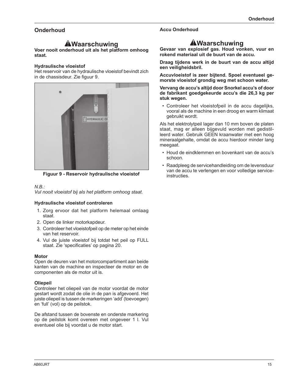 Waarschuwing | Snorkel AB60JRT-sn10000+ User Manual | Page 113 / 122
