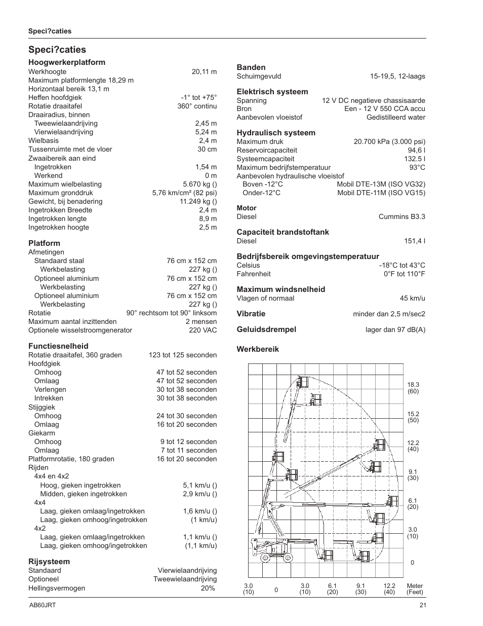 Speci? caties | Snorkel AB60JRT-sn10000+ User Manual | Page 119 / 122