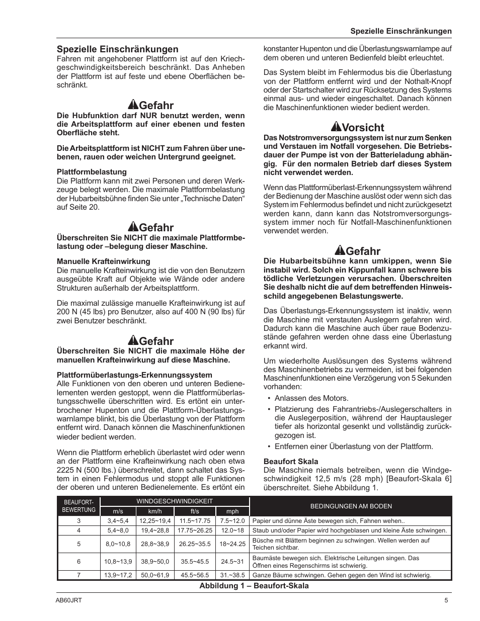 Gefahr, Vorsicht | Snorkel AB60JRT-sn10000+ User Manual | Page 31 / 122