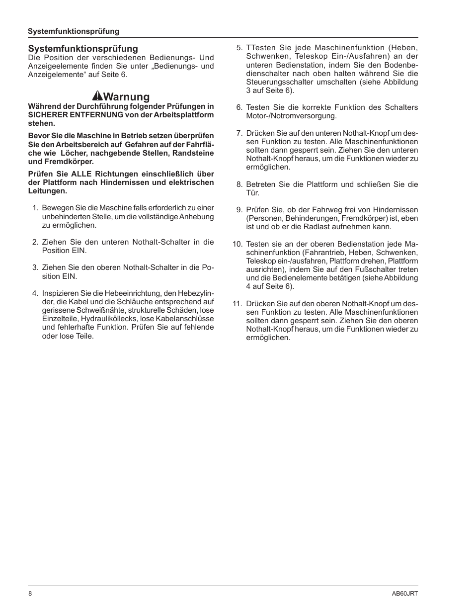 Warnung | Snorkel AB60JRT-sn10000+ User Manual | Page 34 / 122