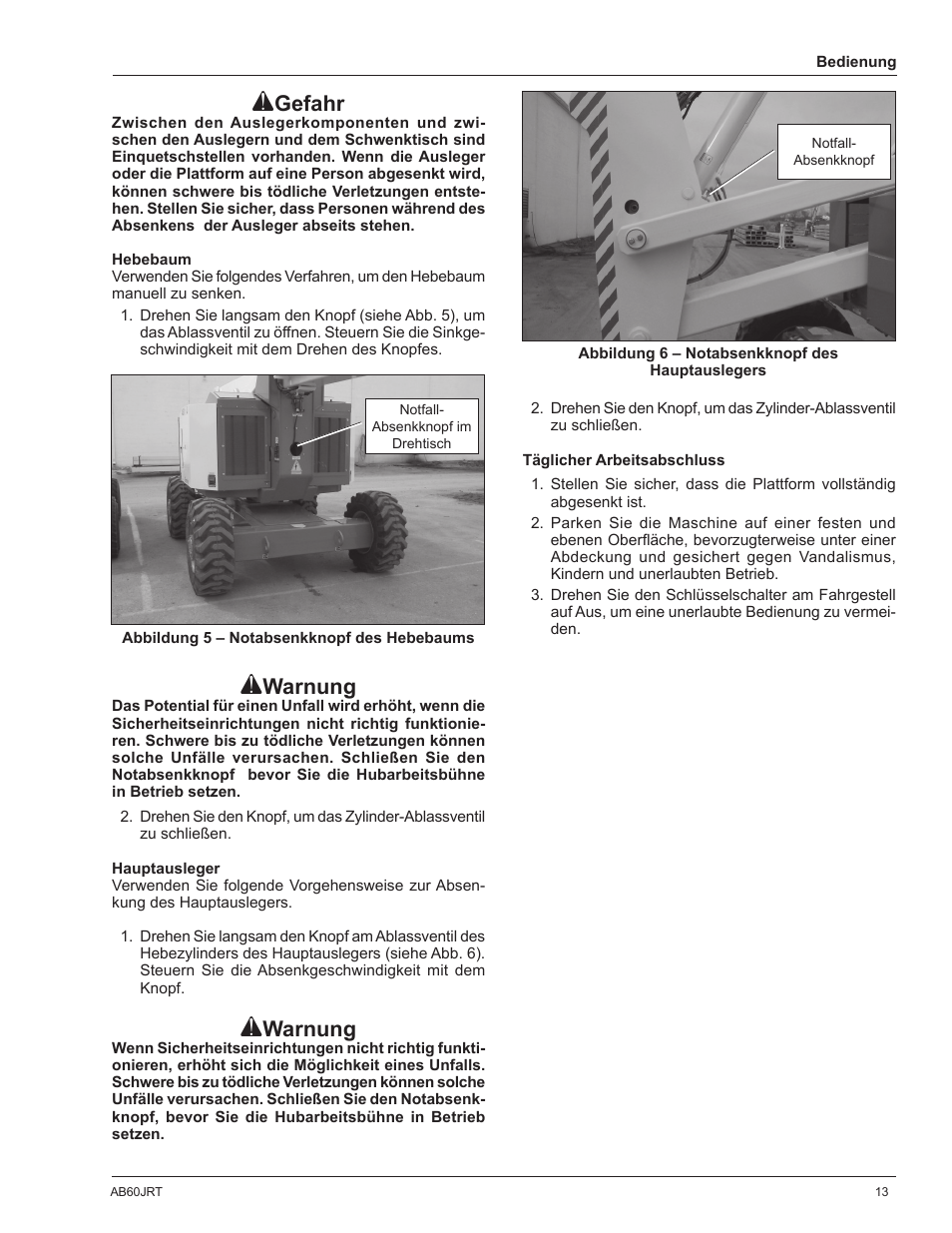 Gefahr, Warnung | Snorkel AB60JRT-sn10000+ User Manual | Page 39 / 122