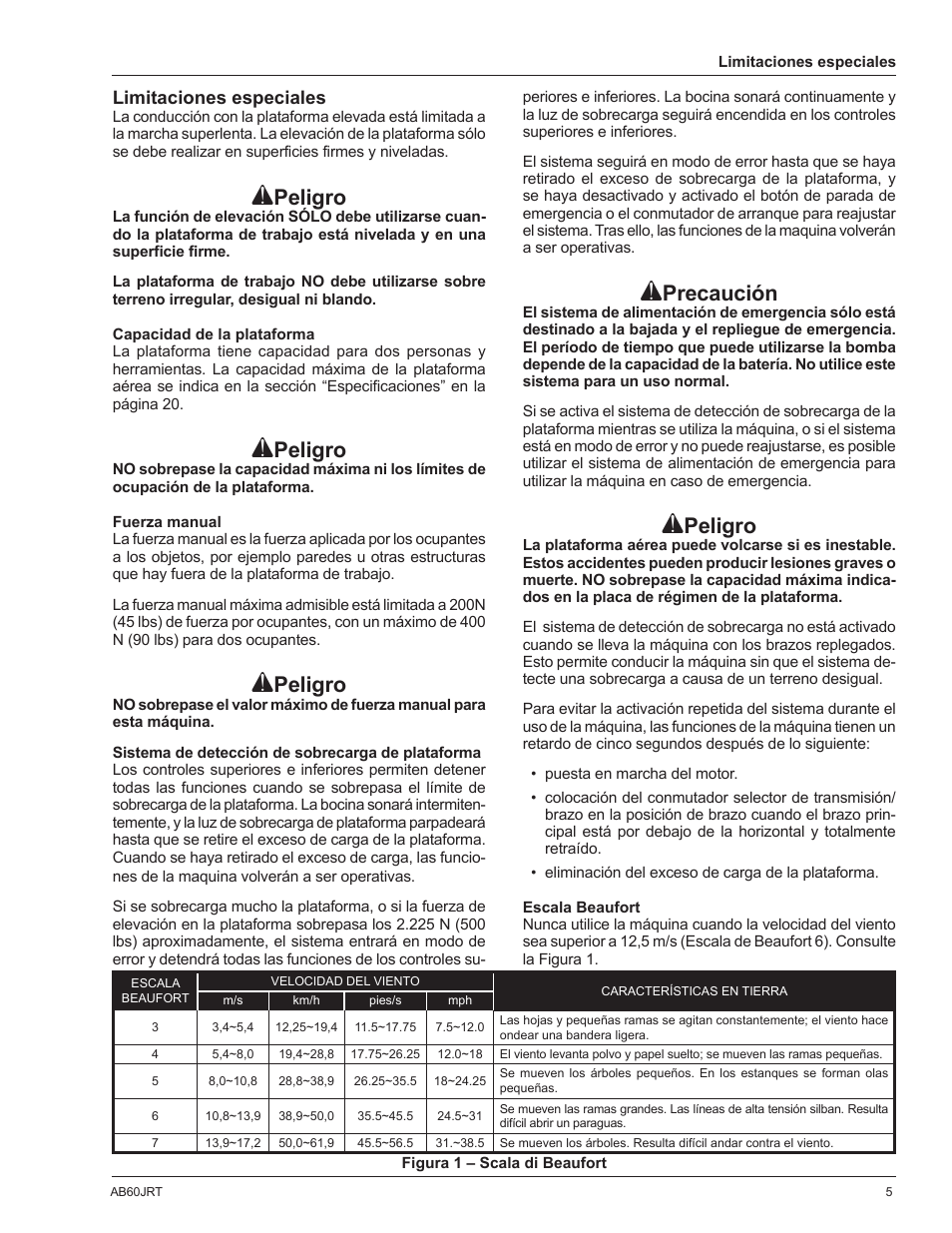 Peligro, Precaución | Snorkel AB60JRT-sn10000+ User Manual | Page 55 / 122