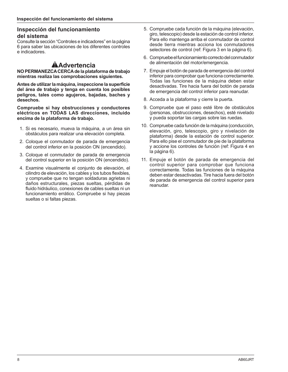 Advertencia | Snorkel AB60JRT-sn10000+ User Manual | Page 58 / 122