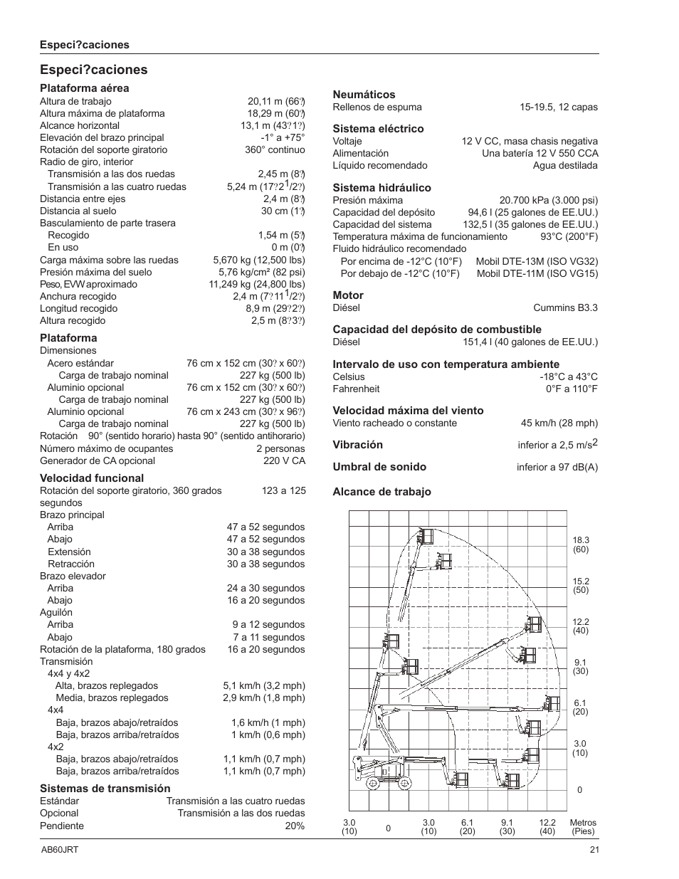 Especi? caciones | Snorkel AB60JRT-sn10000+ User Manual | Page 71 / 122