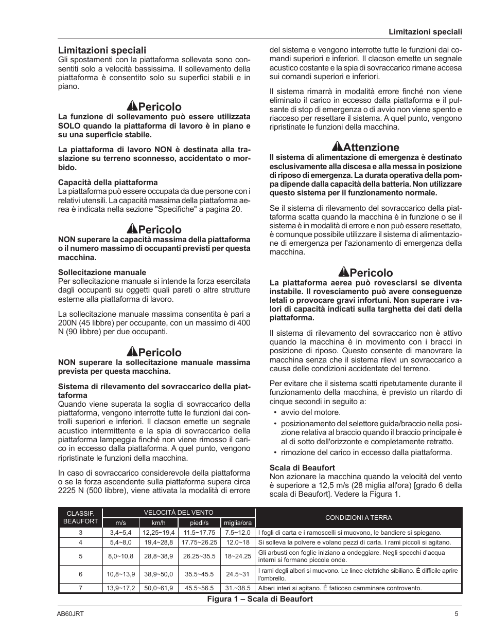Pericolo, Attenzione | Snorkel AB60JRT-sn10000+ User Manual | Page 79 / 122
