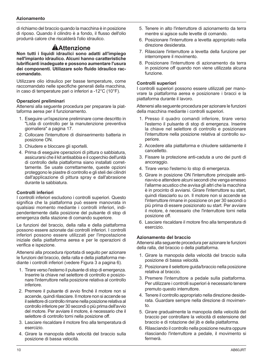 Attenzione | Snorkel AB60JRT-sn10000+ User Manual | Page 84 / 122