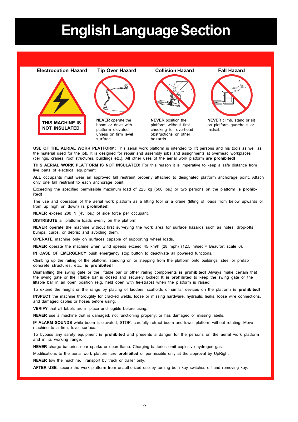 Safety rules | Snorkel AB62RT User Manual | Page 2 / 48