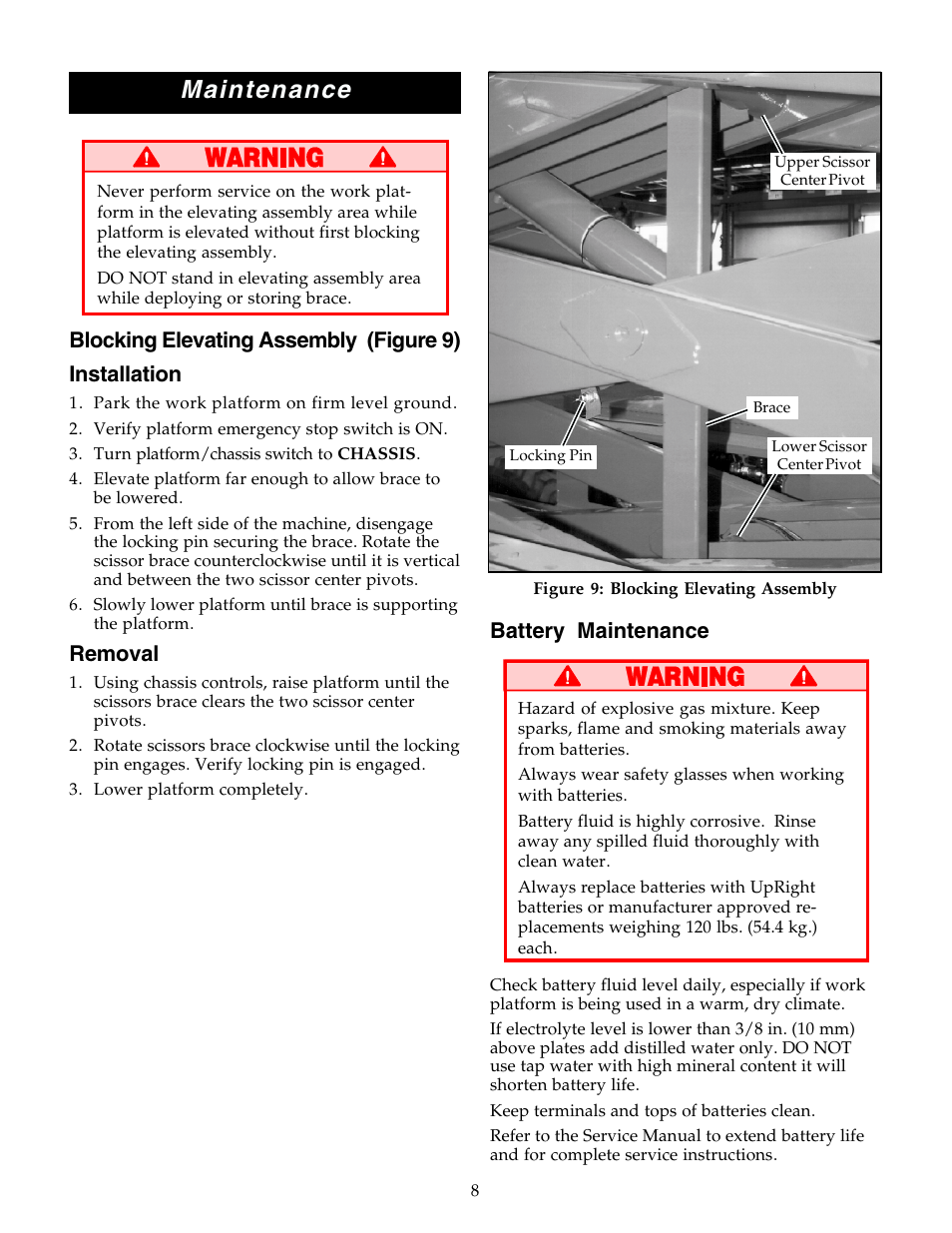 Maintenance, Removal, Battery maintenance | Snorkel Bi-Energy-sn3300 - 4021 User Manual | Page 8 / 12