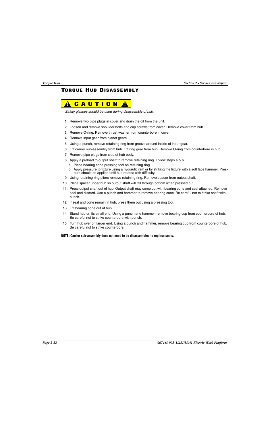 Torque hub disassembly -22 | Snorkel LX41 Electric-sn4022+ User Manual | Page 60 / 104