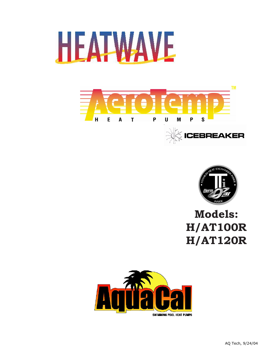 Aquacal H/AT120R User Manual | 44 pages