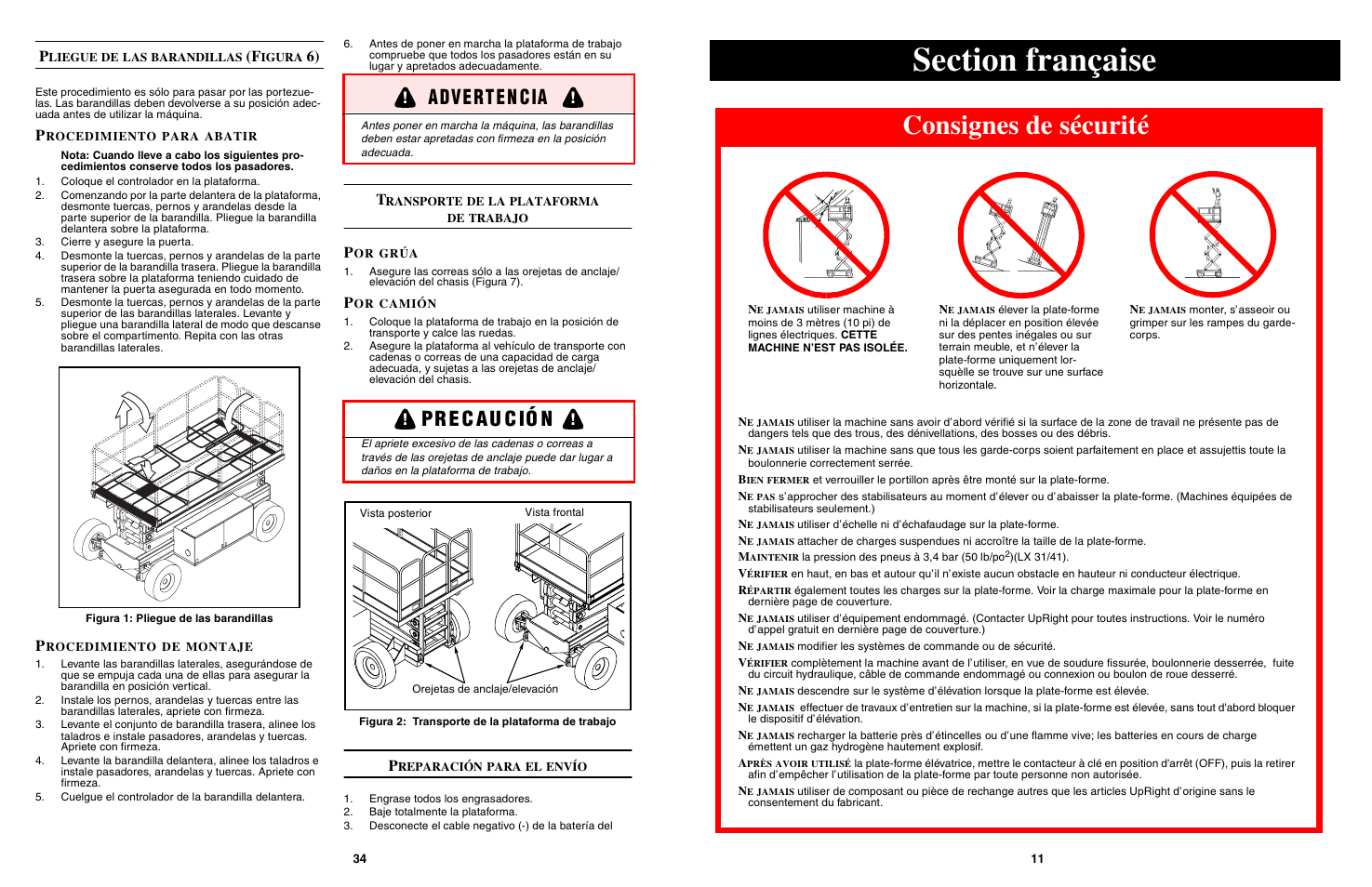 Consignes de sécurité, Pr e c au c ió n | Snorkel LX50-sn2747-3299 User Manual | Page 11 / 40