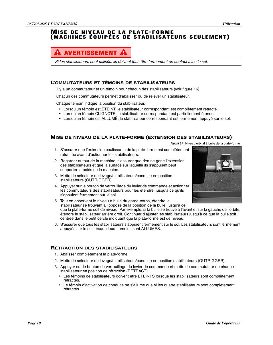 Avertissement | Snorkel LX50-sn4275+ User Manual | Page 34 / 72