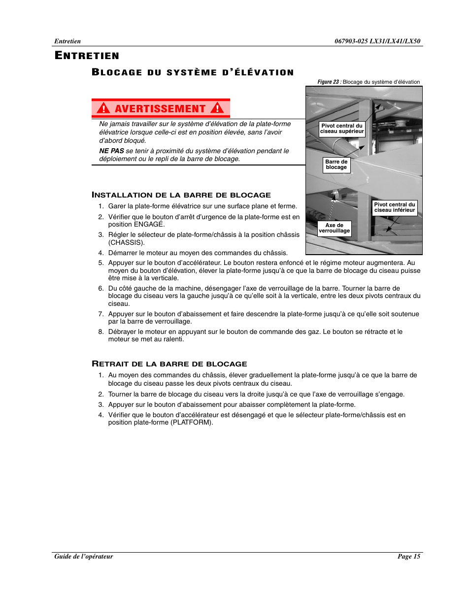 Avertissement | Snorkel LX50-sn4275+ User Manual | Page 39 / 72