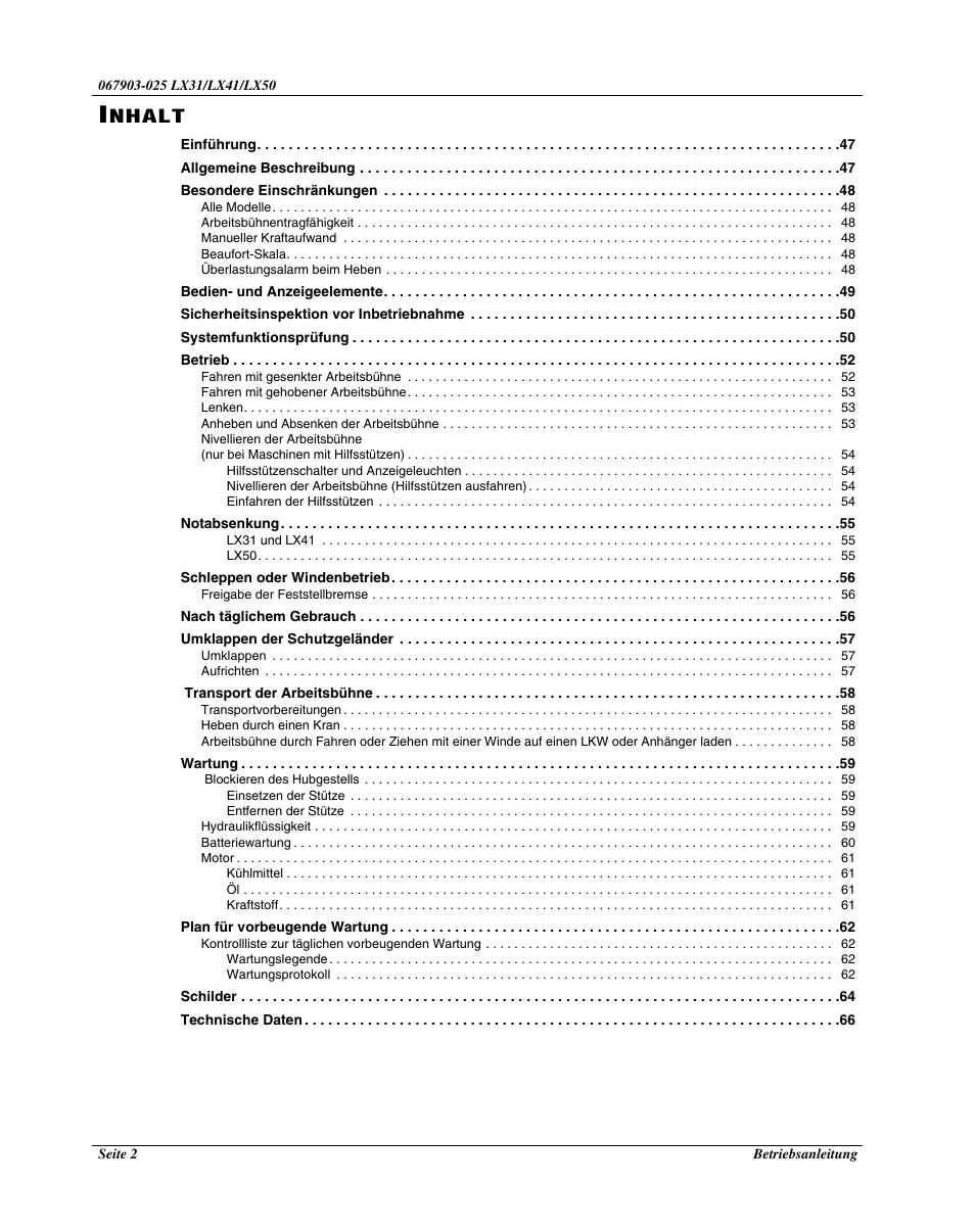 Nhalt | Snorkel LX50-sn4275+ User Manual | Page 48 / 72