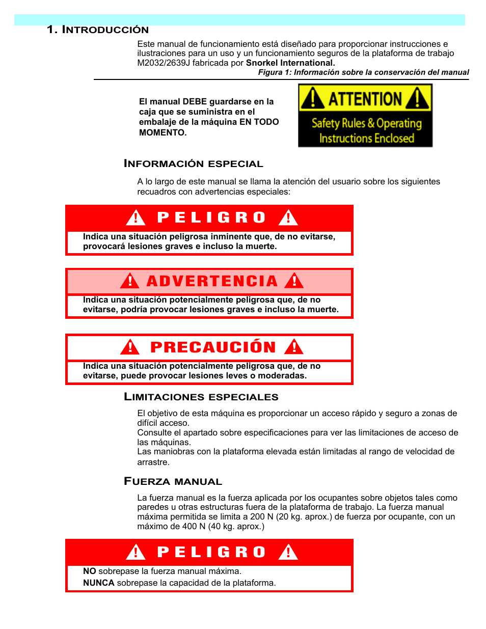 Precaución | Snorkel M2032J User Manual | Page 59 / 84