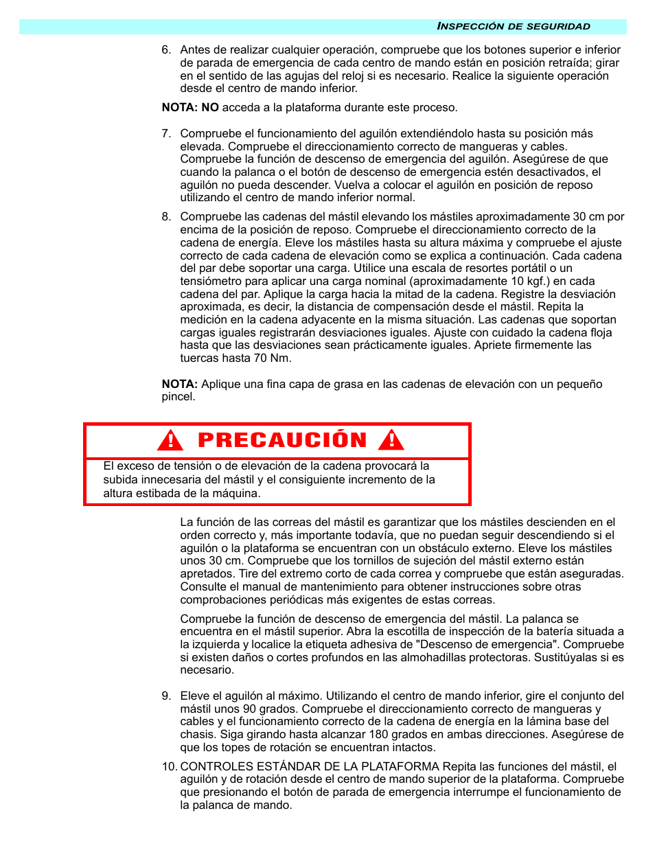 Precaución | Snorkel M2032J User Manual | Page 63 / 84