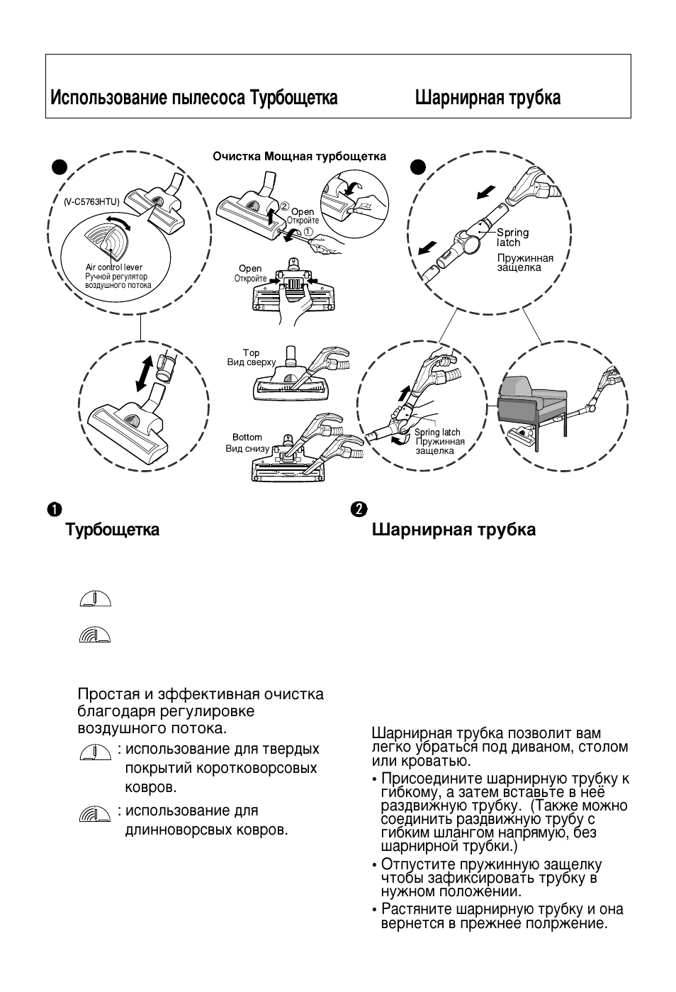 How to use air turbine brush, Elbow tube, Атфуо¸бу‚‡млв ф˚овтут‡ ны·у˘вън | Т‡млм‡ﬂ ъы·н, Turbine brush, Ны·у˘вън | LG V-C5761HT User Manual | Page 6 / 12