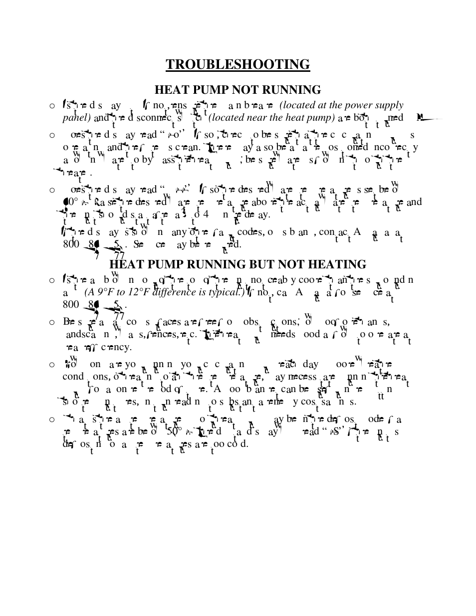 Troubleshooting | Aquacal H 100 User Manual | Page 19 / 36