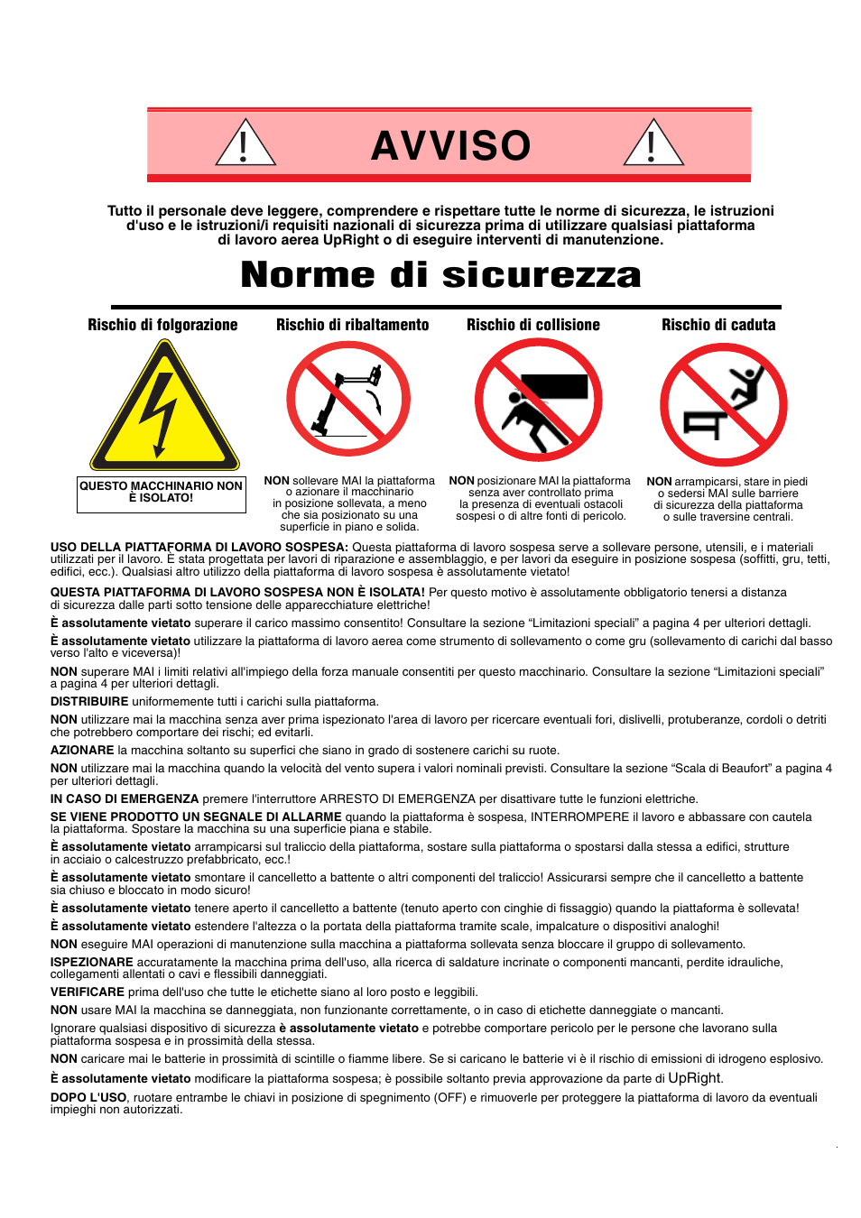 Avviso, Norme di sicurezza | Snorkel MB20N-sn132+ User Manual | Page 109 / 132