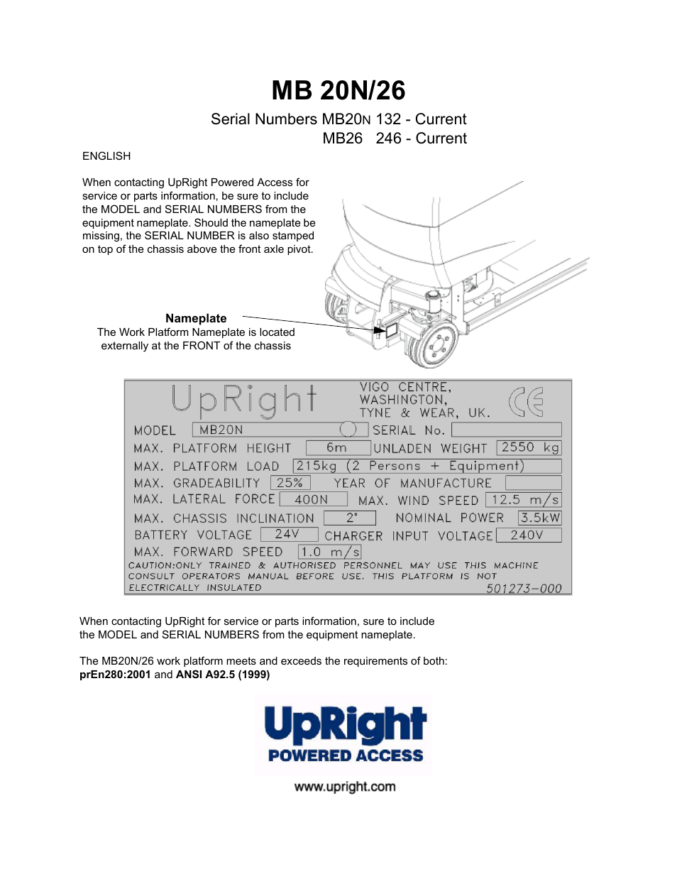 Mb 20n/26 | Snorkel MB20N-sn132+ User Manual | Page 3 / 132