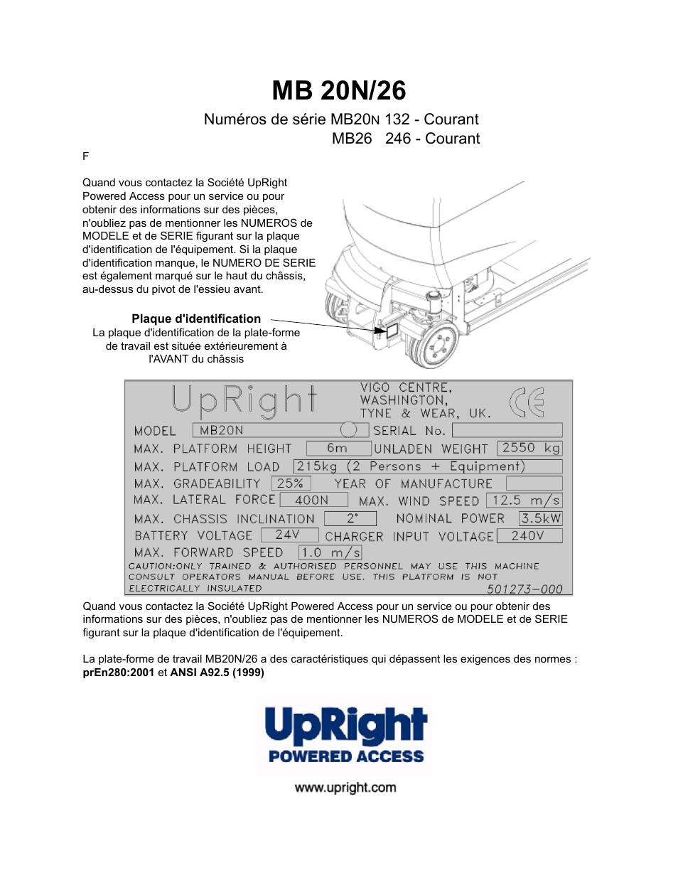 Mb 20n/26 | Snorkel MB20N-sn132+ User Manual | Page 55 / 132