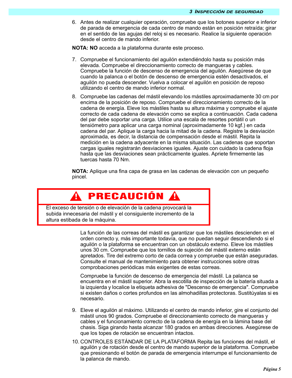 Precaución | Snorkel MB20N-sn132+ User Manual | Page 89 / 132