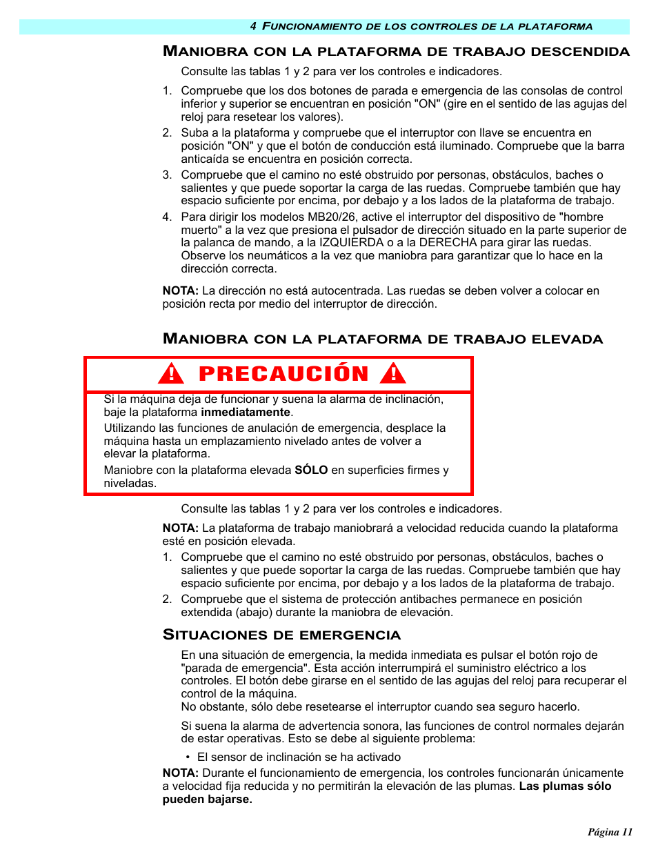 Precaución | Snorkel MB20N-sn132+ User Manual | Page 95 / 132