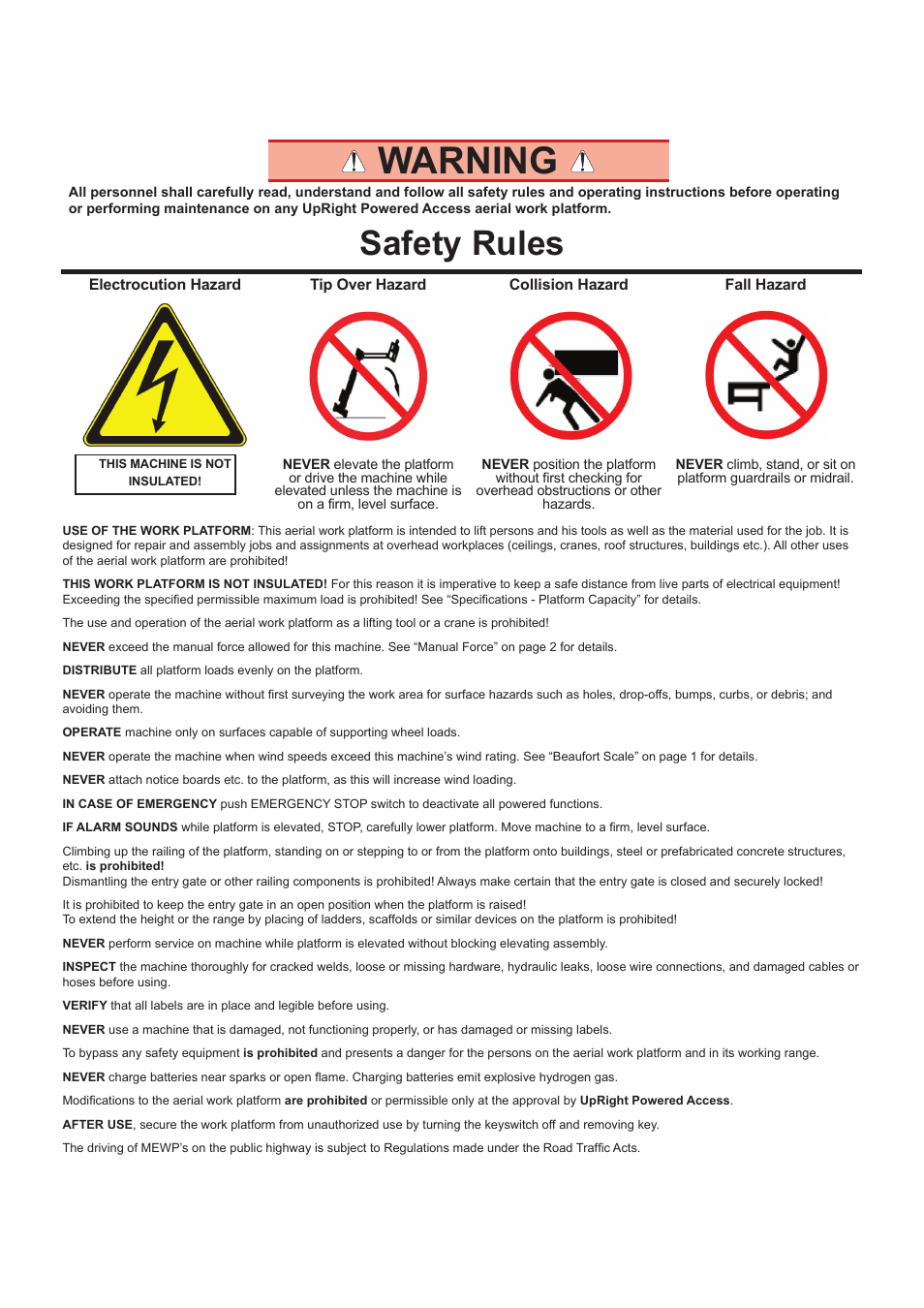 Warning, Safety rules | Snorkel MB26-sn435-999 User Manual | Page 4 / 30