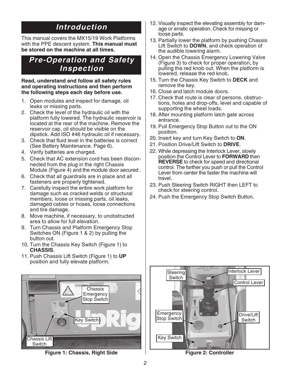 Introduction, Pre-operation and safety inspection | Snorkel MX19-sn1600+ User Manual | Page 2 / 8