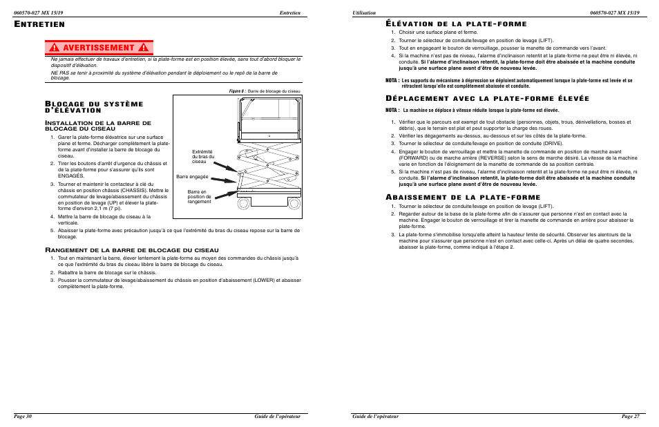 Avertissement, Ntretien | Snorkel MX19-sn18100-19999 User Manual | Page 29 / 30
