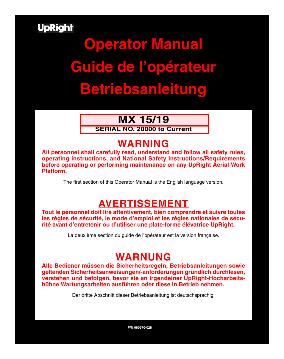 Snorkel MX19-sn20000-20599CE User Manual | 60 pages
