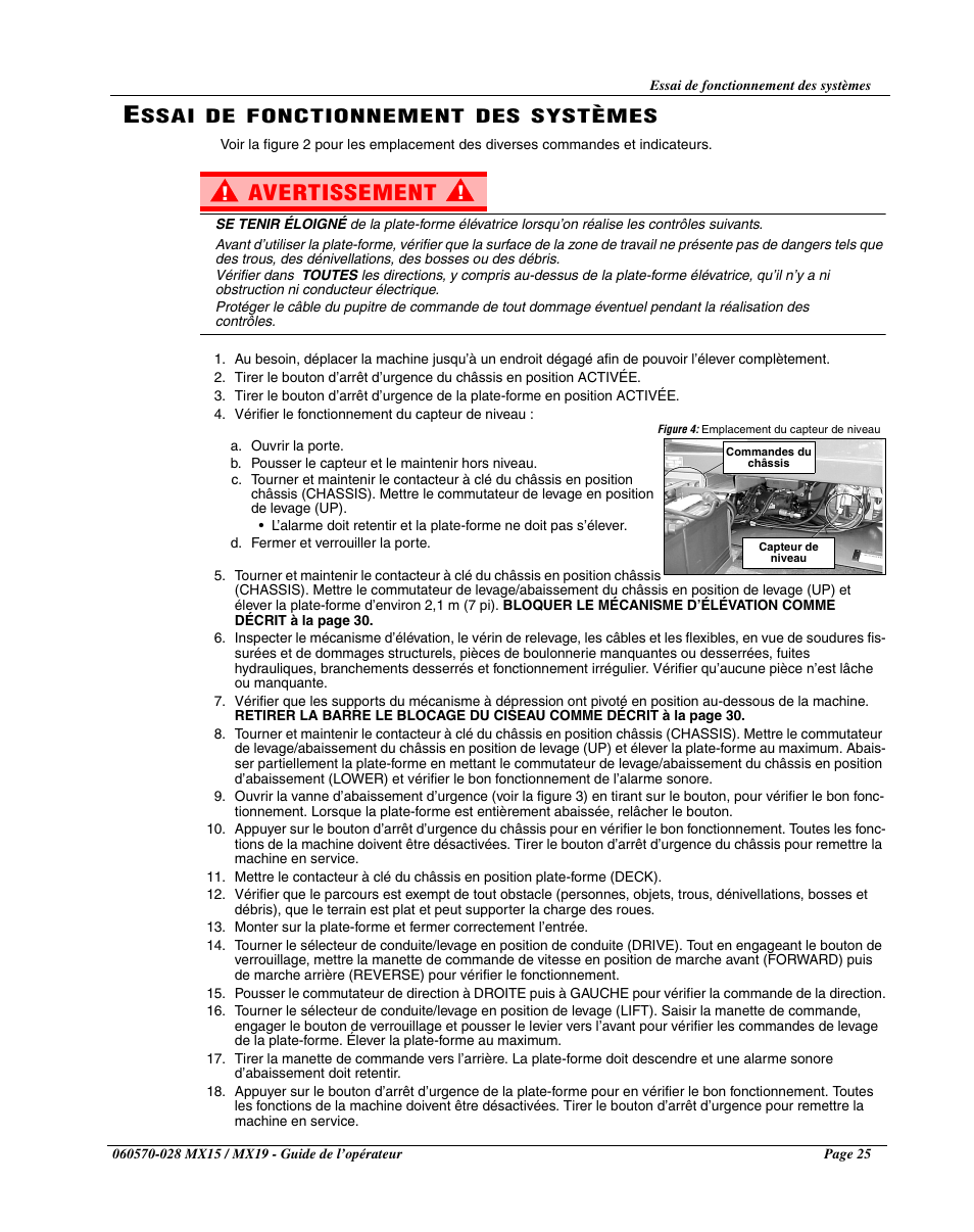 Avertissement, Ssai, Fonctionnement | Systèmes | Snorkel MX19-sn20000-20599CE User Manual | Page 27 / 60