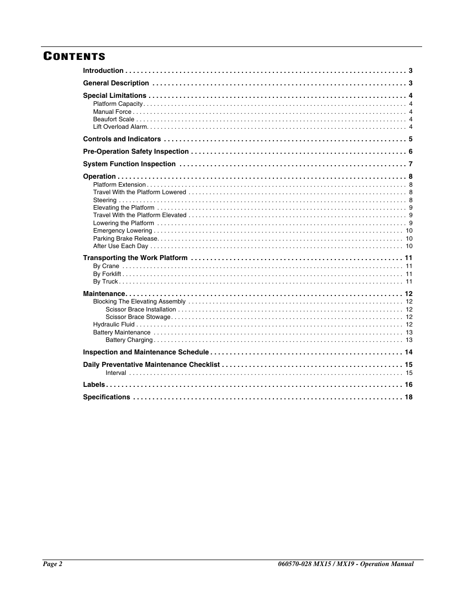 Ontents | Snorkel MX19-sn20000-20599CE User Manual | Page 4 / 60