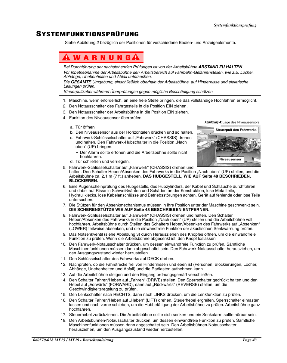 Ystemfunktionsprüfung | Snorkel MX19-sn20000-20599CE User Manual | Page 45 / 60