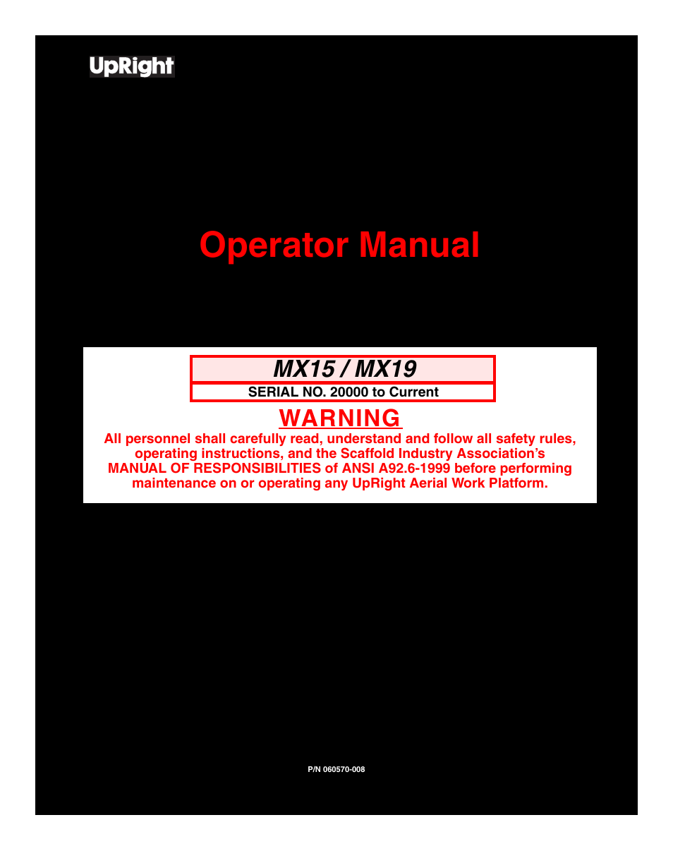 Snorkel MX19-sn20000-20599ANSI User Manual | 20 pages