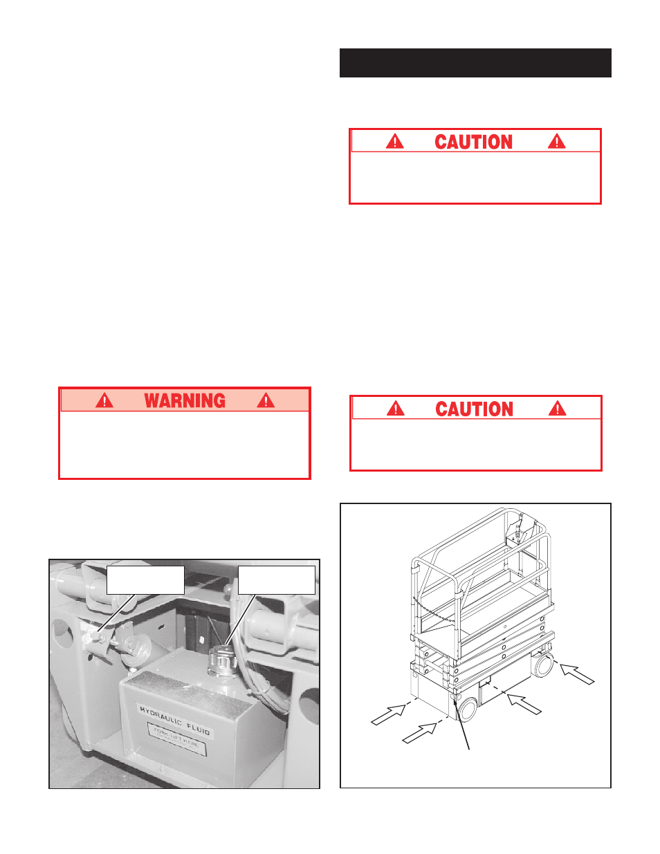 Transporting work platform, By forklift, By crane | By truck, After use each day, Parking brake release (figure 4) | Snorkel MX19-sn8792-12899 V-2 User Manual | Page 4 / 8